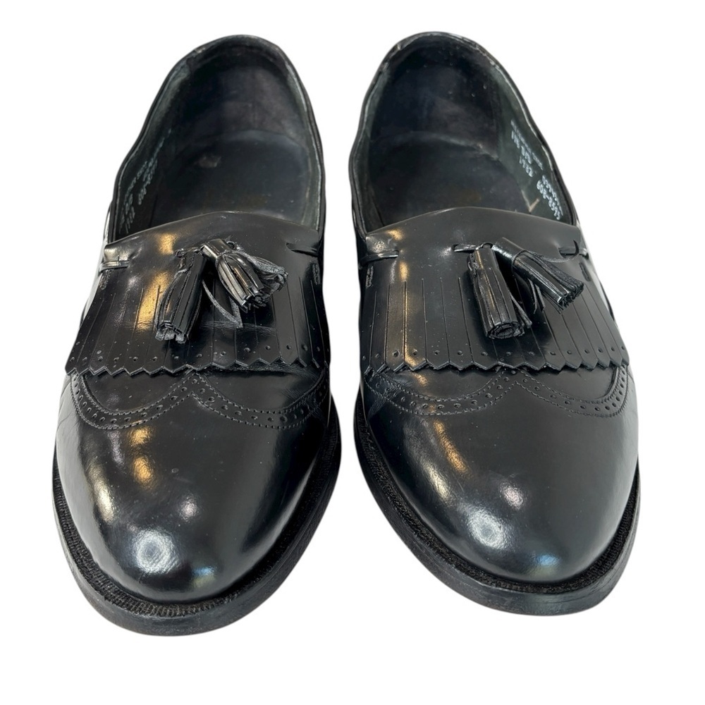 VTG Comfort Plus Mens Wingtip Tassel Black Leather Loafers Sz 11.5 D/B Made USA - Picture 5 of 14